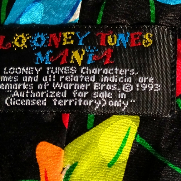 Looney Tunes Mania - Christmas Holiday 1993 Hand Made Vintage 100% Silk Necktie - Picture 4 of 6